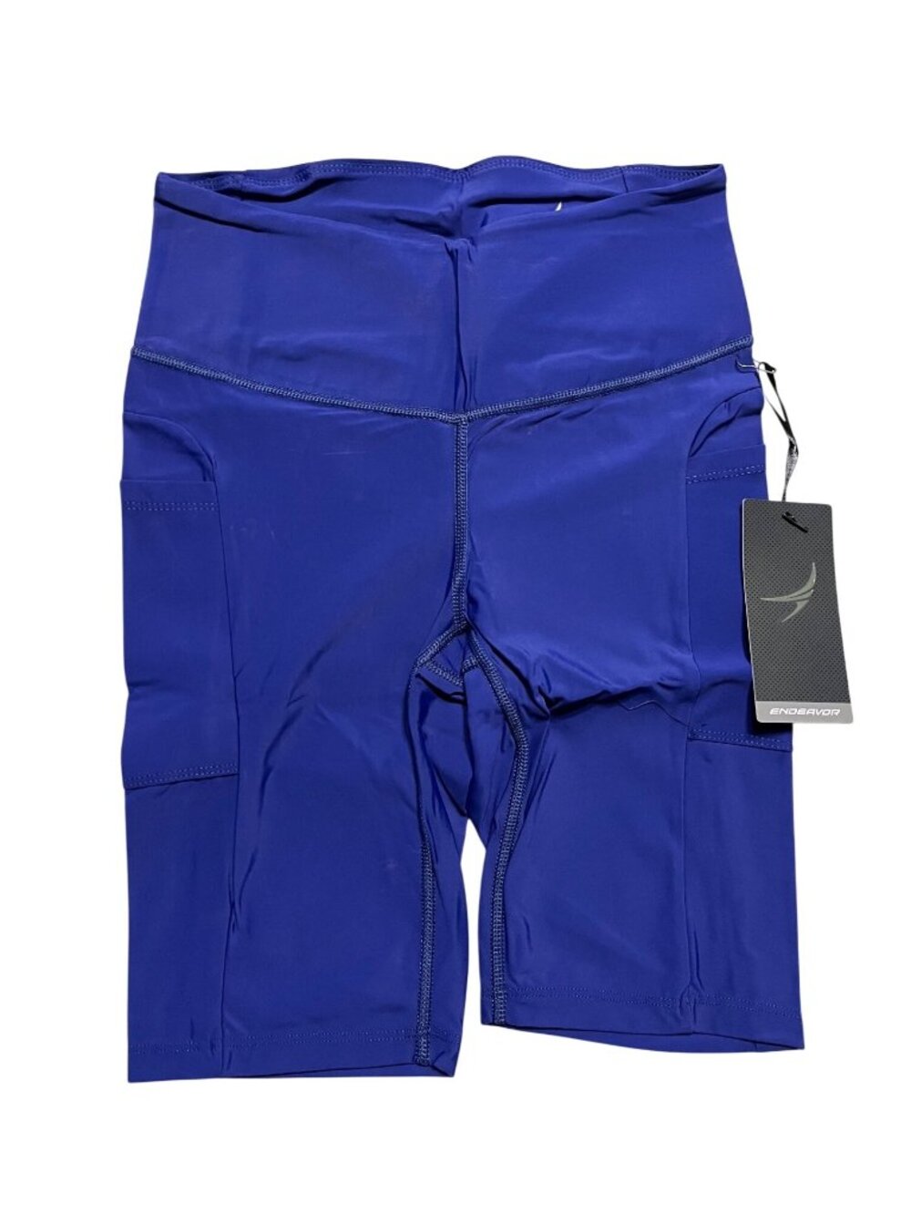 Endeavor Womens Sharon High-Waisted Compression Shorts Maritime Blue Side Pocket